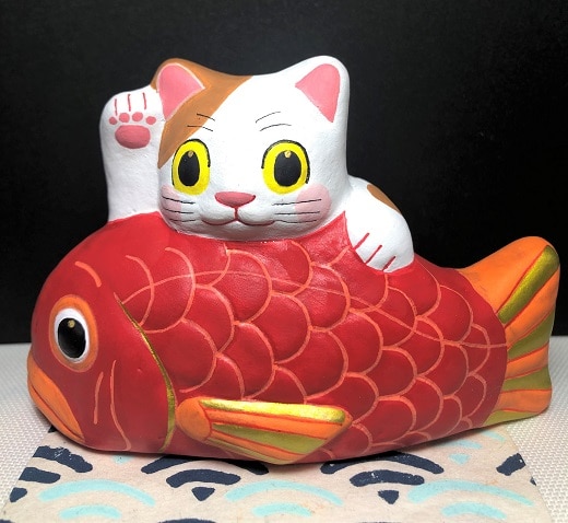 土人形 福招き鯛猫 （鯛と招き猫）: 長野県中野市｜JRE MALLふるさと納税