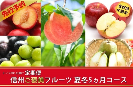 定期便 信州ご褒美フルーツ 夏冬5ヵ月コース 8 12月 22年 先行予約 長野県中野市 Jre Pointが 貯まる 使える Jre Mall