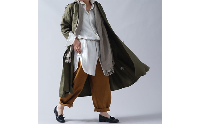 世界 最高峰 リネン 100 トレンチコート ワンピース 最高の素材と最高の技術の出会い 冬にも暖かい オリーブ H016a Olv2 山梨県中央市 Jre Mallふるさと納税