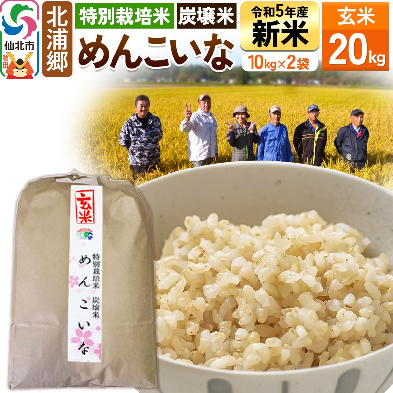 新米【特別栽培米 炭壌米 めんこいな】令和5年産 玄米 10kg2袋 (11月上旬より発送開始)