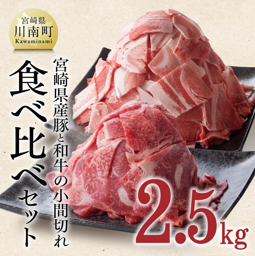 【宮崎県産】和牛と豚肉のこま切れ2.5kg　牛肉 豚肉
