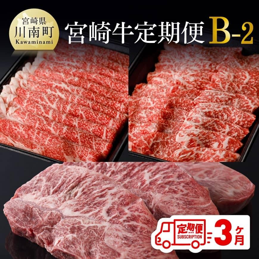 【定期便】宮崎牛３ヶ月定期便Ｂ‐２　牛肉