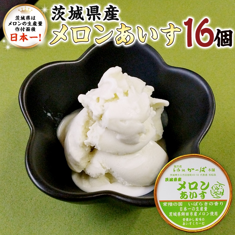 茨城県産メロンあいす 16個 アイス デザート めろん 贈り物 カップ 冷凍