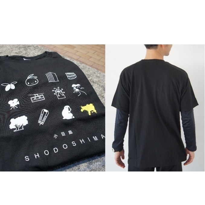 小豆島をぎゅっとつめこんだ限定tシャツ 黒 Lサイズ 香川県土庄町 Jre Pointが 貯まる 使える Jre Mall