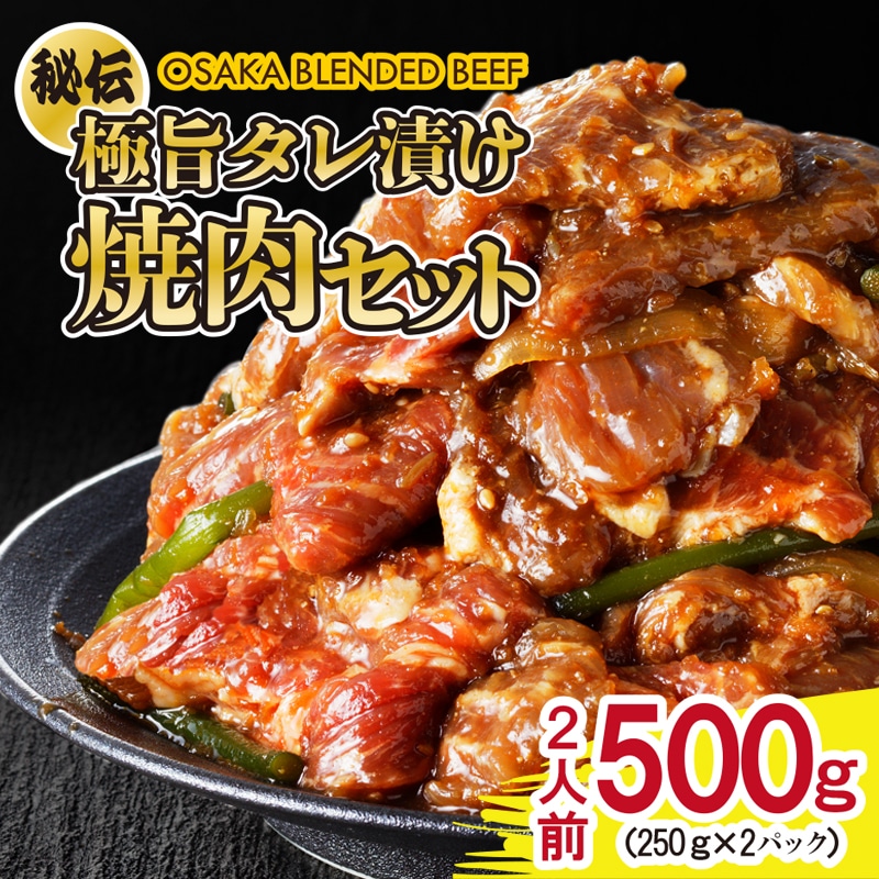 秘伝の極旨タレ漬け 牛肉 焼肉セット 野菜入り 2人前 500g 250g 2 ミスジ ザブトン 焼き肉 希少部位 2種 赤身 小分け 焼くだけ 簡単 期間限定 大阪府泉佐野市 Jre Mallふるさと納税