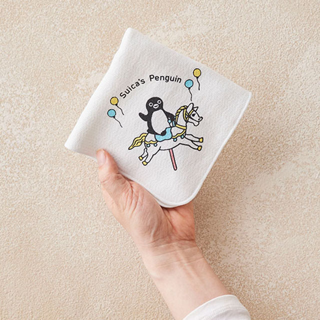 Suica's Penguin 刺繍ハンドタオル　スイカ　ペンギン柄