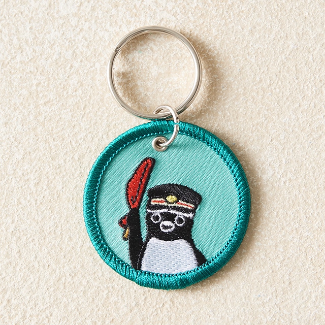 Suicaのペンギン　刺繍キーホルダー・グリーン（鉄道シリーズ）