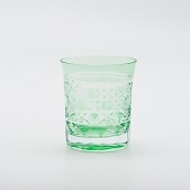 江戸切子グラス　E5系 籠目 緑