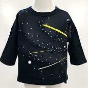 七分袖Tシャツ（ミニ裏毛）「SPACE DOCTOR」（スペースドクター）6Aサイズ（100~110cm） ブラック