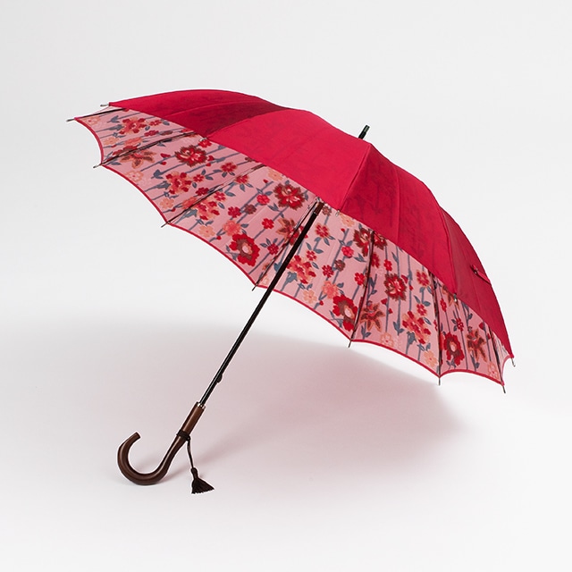 和花柄 甲州織 裏ほぐし 長傘 ５５ １２ 紅色 雨特集 紅色 大人の良彩百貨店 Jre Pointが 貯まる 使える Jre Mall