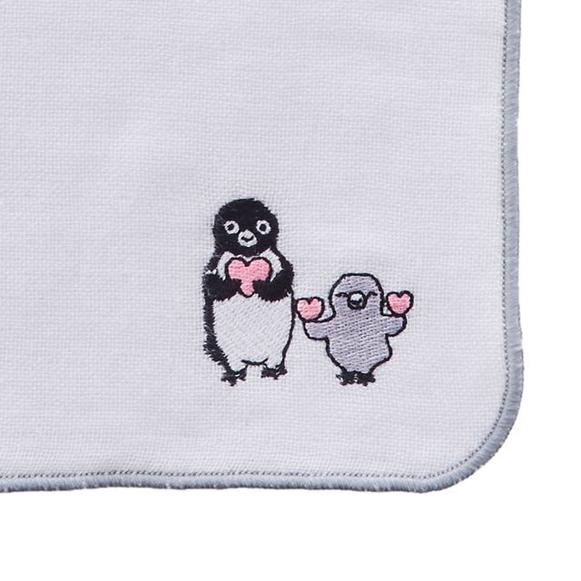 Suicaのペンギン 刺繍ハンドタオル（ハート）
