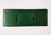 【ぬくもり刻印】補充券カバー0091（グリーンレザー2.0ミリ厚　ネジ付き　ＪＮＲ＋185系刻印）限定品