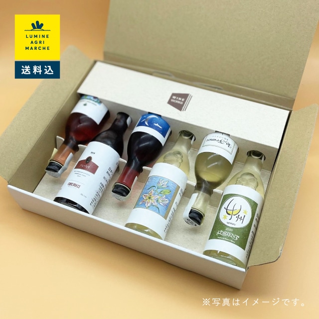 【送料込】おためし100ｍlワイン「MINIVIN（キュートラベル）」人気の日本ワイン6本セット！　税込