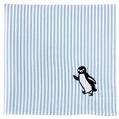 Suicaのペンギン刺繍ハンカチ-A／サックスミニロンドンストライプ 〈OLD-FASHIONED STORE TOKYO〉