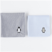 Suicaのペンギン刺繍ハンカチセット／サックスオックス 〈OLD-FASHIONED STORE TOKYO〉