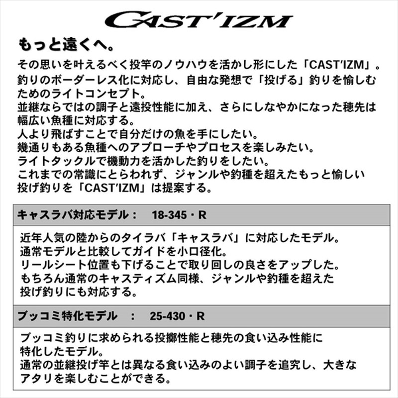ダイワ 20 キャスティズム 27-385・R(並継): 釣具のキャスティング JRE MALL店