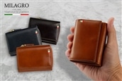 【送料無料】Milagro イタリアンレザー三つ折り財布/BROWN