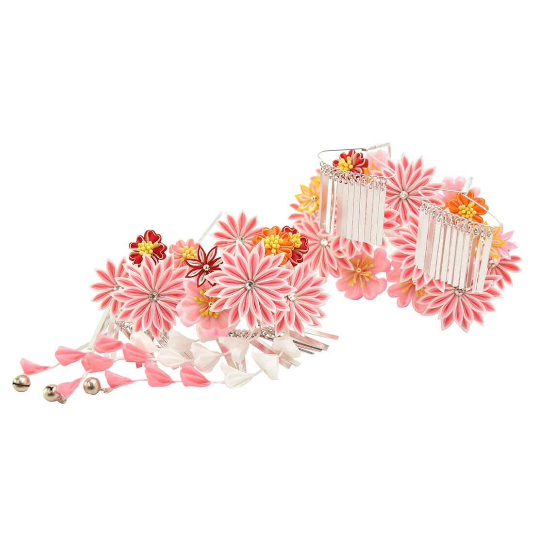 七五三 髪飾り 日本製 勝山かんざし3点セット 白縁取りタイプ 7歳 つまみ細工 花簪 礼装 通年用 子供 女の子 女児 7048 ピンク Js10 7048 ピンク 着物なごみや Jre Pointが 貯まる 使える Jre Mall