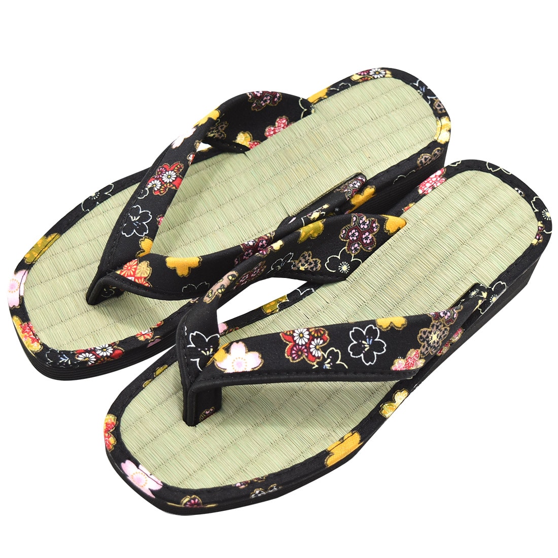 雪駄 単品 日本製 女物 雪駄サンダル 本畳表 友禅花緒 黒ソフト底 M L 全4色 合成ゴムクッション底 おしゃれ 単衣 絽 紗 夏用 大人 レディース 女性 L 04黒系 L 04黒系 着物なごみや Jre Mall