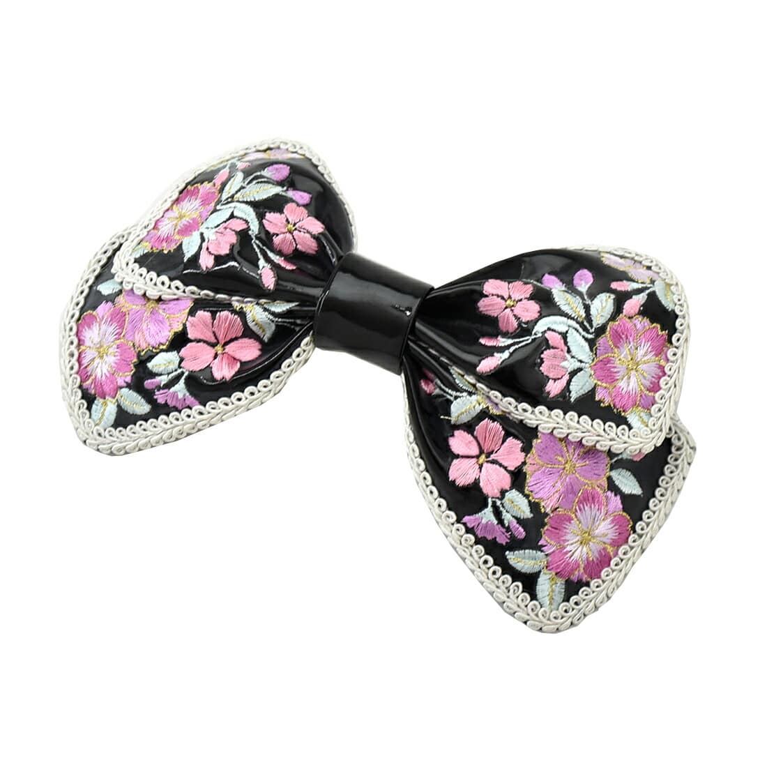 和装 髪飾り 訳あり 大正リボン 桜刺繍 レース縁 卒業式 袴用 バレッタ 礼装 おしゃれ 通年用 大人 レディース 女性 黒地ローズ 黒地ローズ 着物なごみや Jre Mall