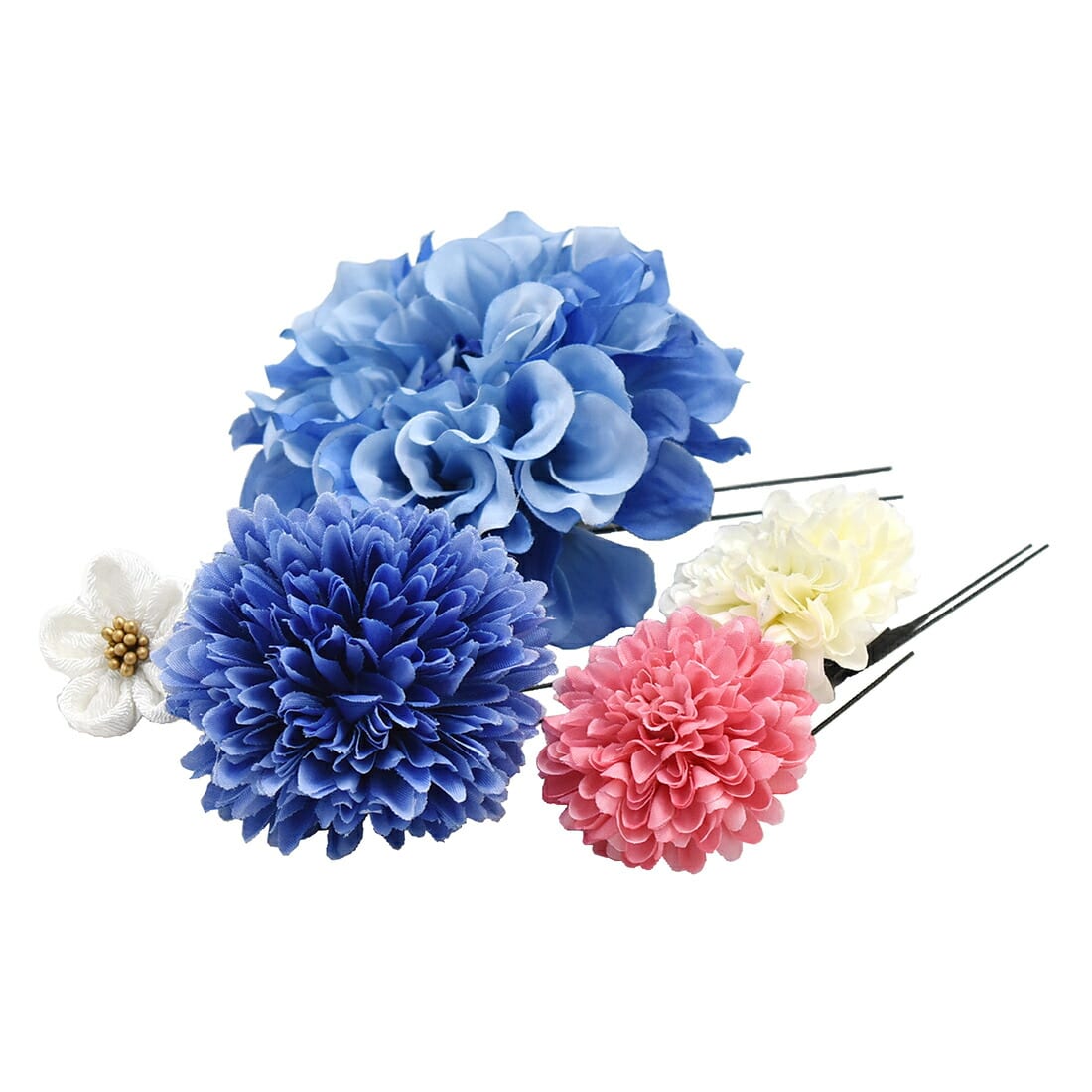 和装 髪飾り 日本製 花ピン5本セット 成人式 振袖 踊り用 Uピン 付け足し 礼装 おしゃれ 通年用 大人 レディース 女性 ブルー 夏セール22年 ブルー 着物なごみや Jre Pointが 貯まる 使える Jre Mall