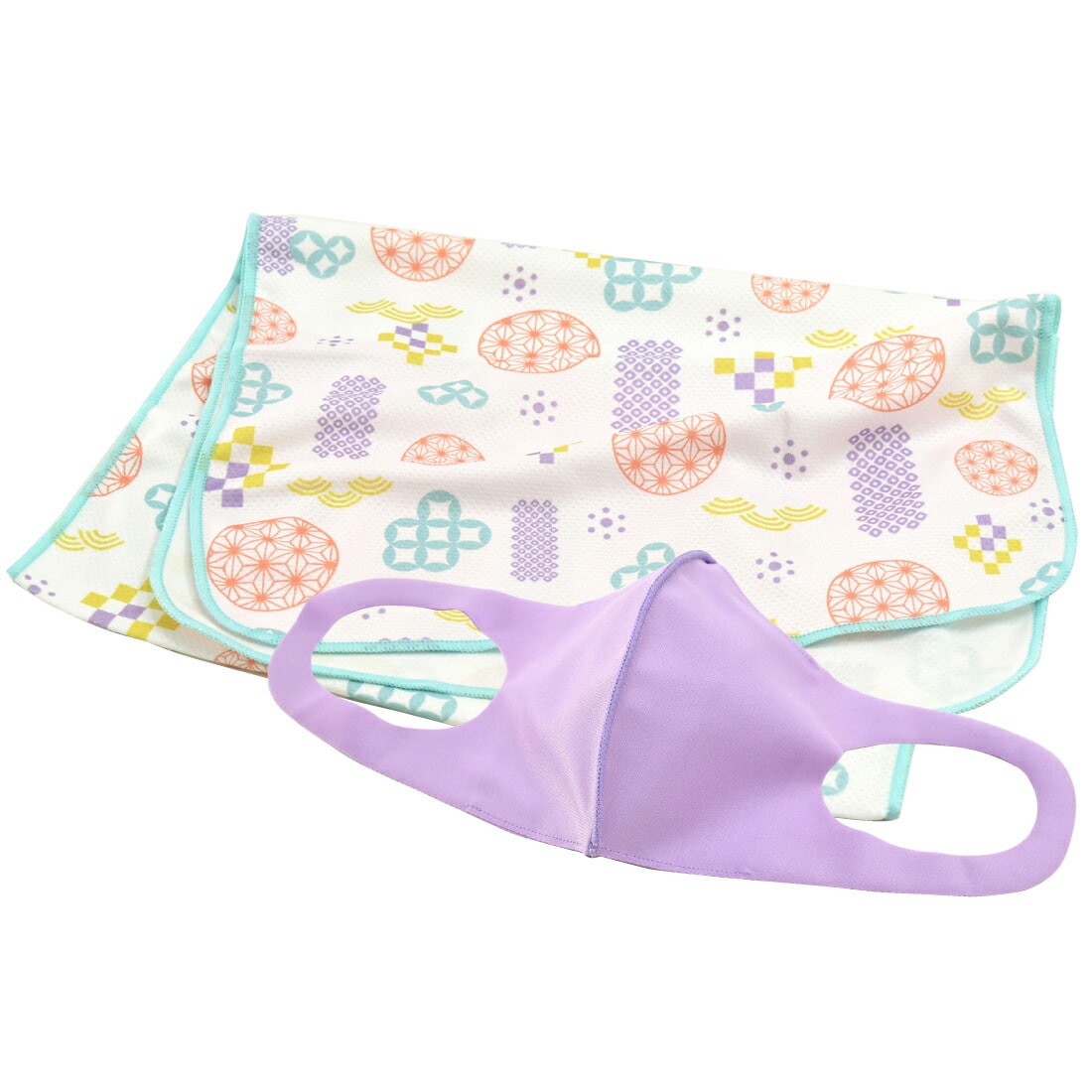 暑さ対策 グッズ セット 濡らして快適 水着マスクと冷却タオルセット 標準 小さめ 全8種 肌に優しい 冷感マスク ネッククーラー おしゃれ 通年用 大人 女性 男性 小さめ 和小紋づくし 白 ラベンダー Ad 小さめ 和小紋づくし 白 ラベンダー 着物なごみや Jre Point