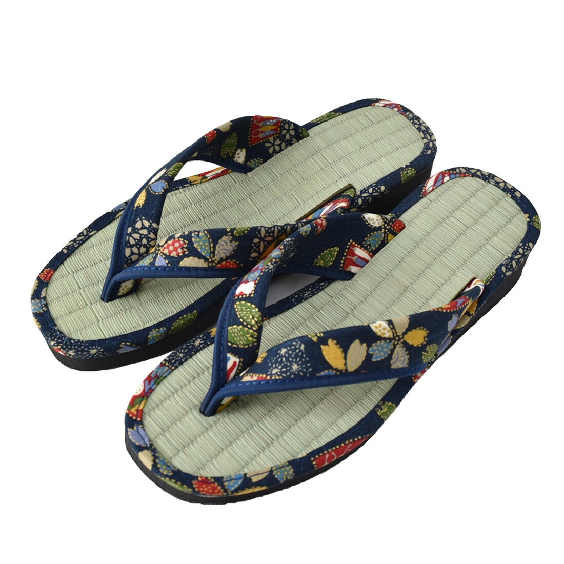 雪駄 単品 日本製 女物 雪駄 い草表 藍染 カリプソ 柄お任せ M L 紺 ライト底 和柄 サンダル おしゃれ 通年用 大人 レディース 女性 M 紺 M 紺 着物なごみや Jre Mall