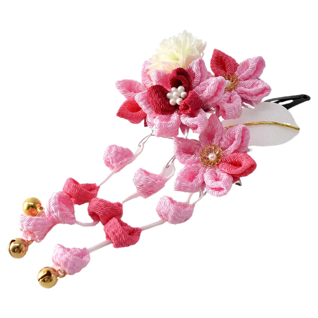 七五三 髪飾り 3歳 日本製 つまみ細工 パッチン留め 全12種 つまみ細工 礼装 おしゃれ 通年用 子供 女の子 女児 2404ピンク 2404ピンク 着物なごみや Jre Pointが 貯まる 使える Jre Mall