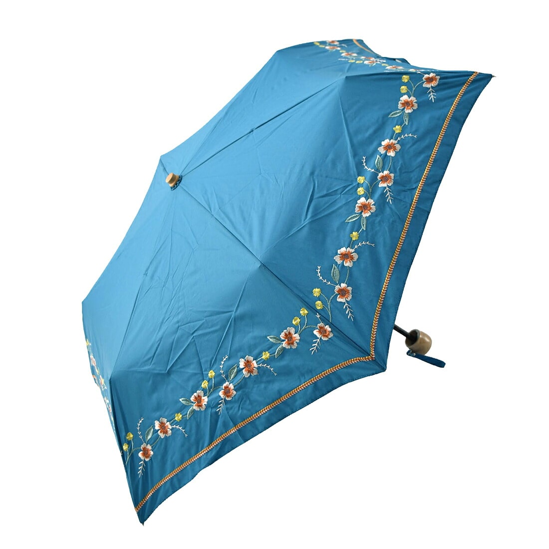晴雨兼用 日傘 雨傘 折りたたみ傘 because ボーホーフラワー刺繍 ミニ