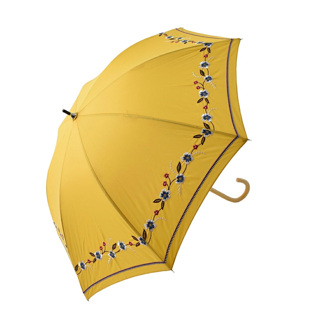 晴雨兼用 日傘 雨傘 長傘 because ボーホーフラワー刺繍 47cm 全3色