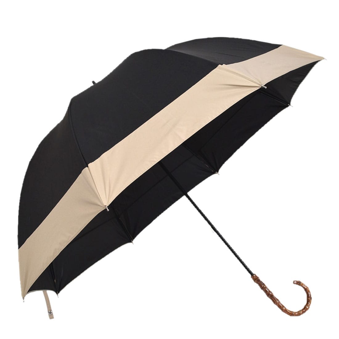 晴雨兼用 日傘 雨傘 because 長傘 PUバイカラーラージ 55cm 全3色 暑さ 熱中症 日焼け 紫外線 UV 対策 撥水 防水 おしゃれ 通年用 大人 レディース 女性 55cm ブラック