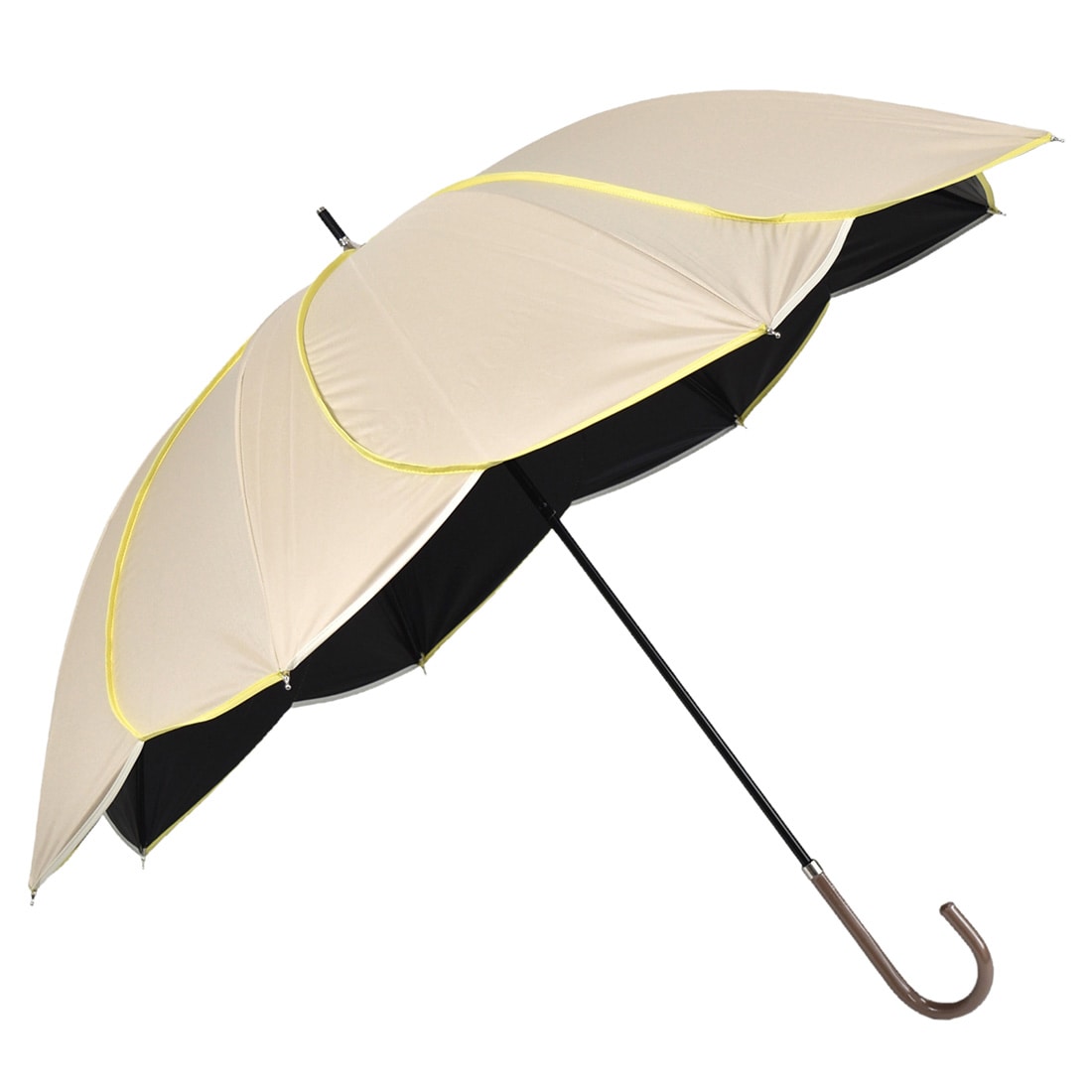 晴雨兼用 日傘 雨傘 because 長傘 PUバイカラーパイピング 50cm 全4色 暑さ 熱中症 日焼け 紫外線 UV 対策 撥水 防水 おしゃれ 通年用 大人 レディース 女性 50cm ベージュ