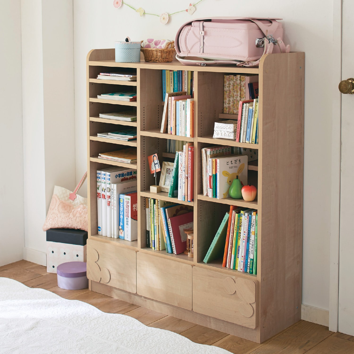 ベルメゾン ディズニー １ｃｍピッチダブル棚板ランドセルラック ミッキーモチーフ ライトナチュラル 61 61 ライトナチュラル ベルメゾン Jre Mall店 Jre Mall