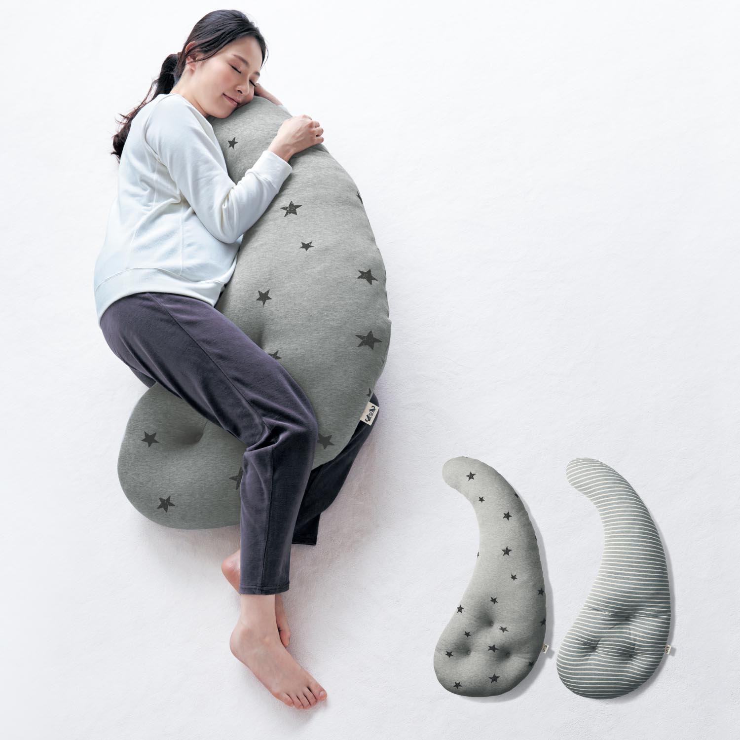 ベルメゾン 授乳クッションにもなる妊婦さんのための抱き枕 グレーボーダー グレーボーダー ベルメゾン Jre Mall店 Jre Mall