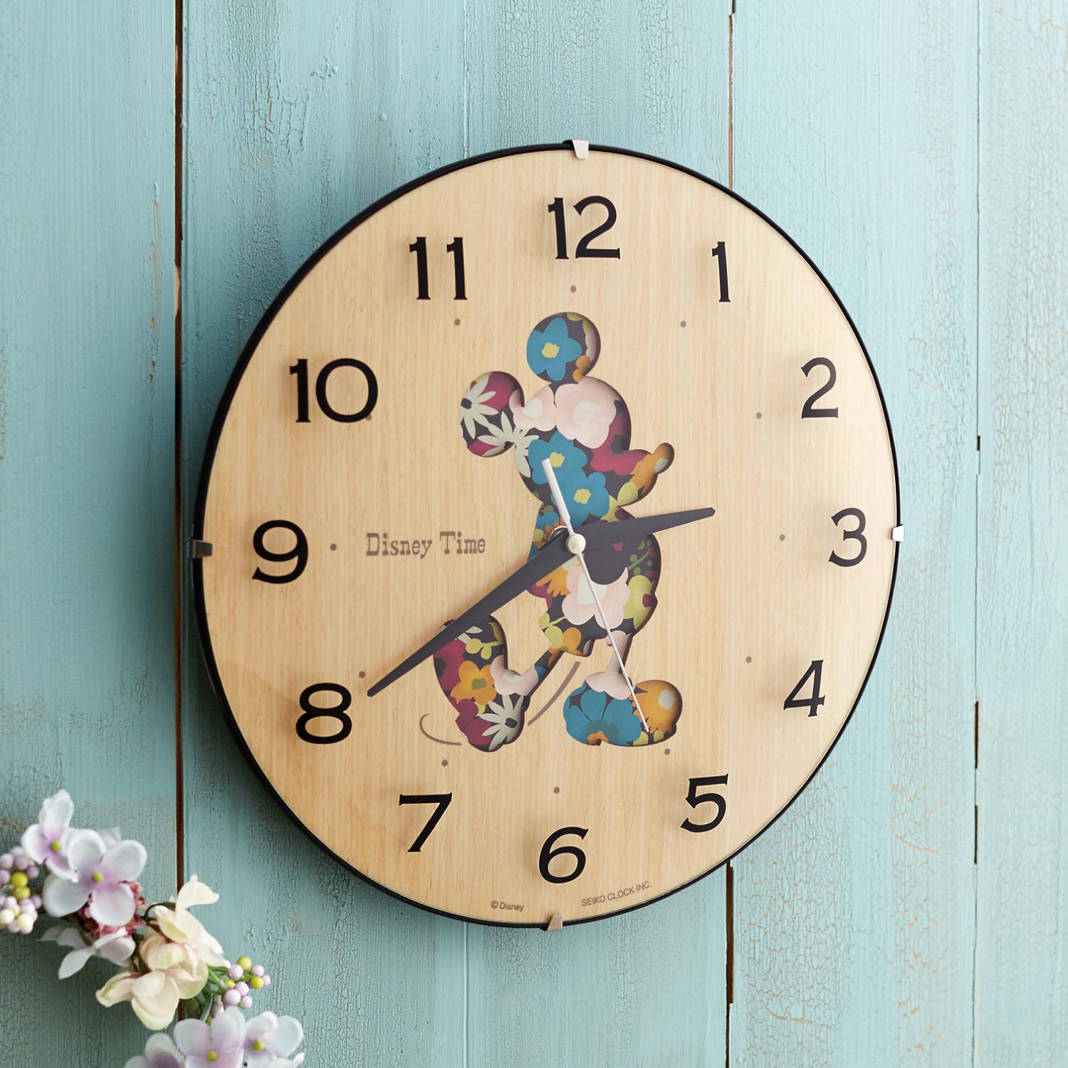 ベルメゾン ディズニー 木目調壁掛け時計「ミッキーマウス」