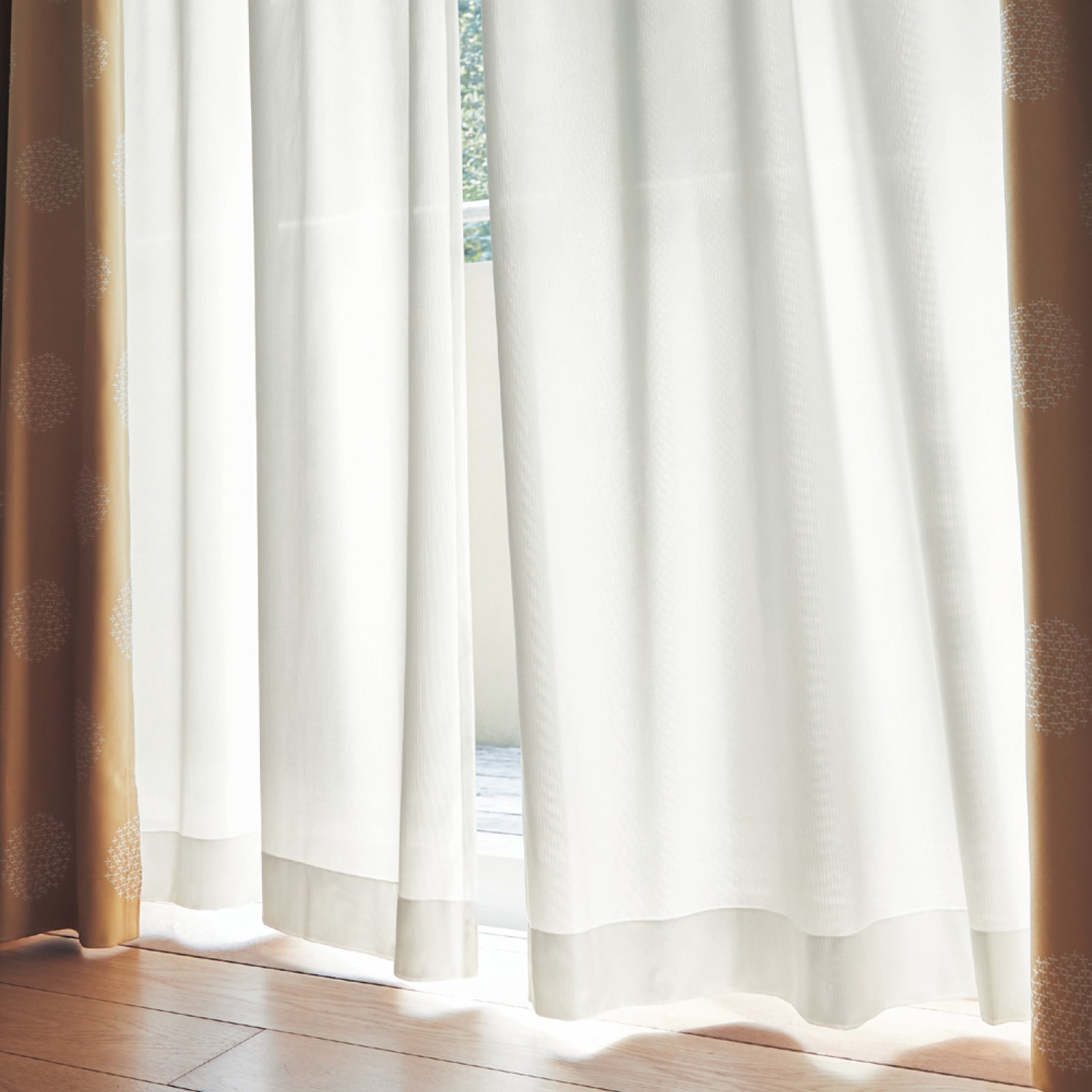 ベルメゾン カーテン ＵＶカット・遮熱・遮像レースカーテン 約100×88(2枚)