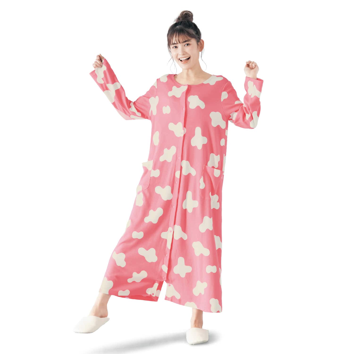 ベルメゾン オフロスキー柄マタニティサイズ綿１００ ２ｗａｙ長袖ワンピースパジャマ オフロスキー マタニティm L マタニティm L オフロスキー ベルメゾン Jre Mall店 Jre Pointが 貯まる 使える Jre Mall