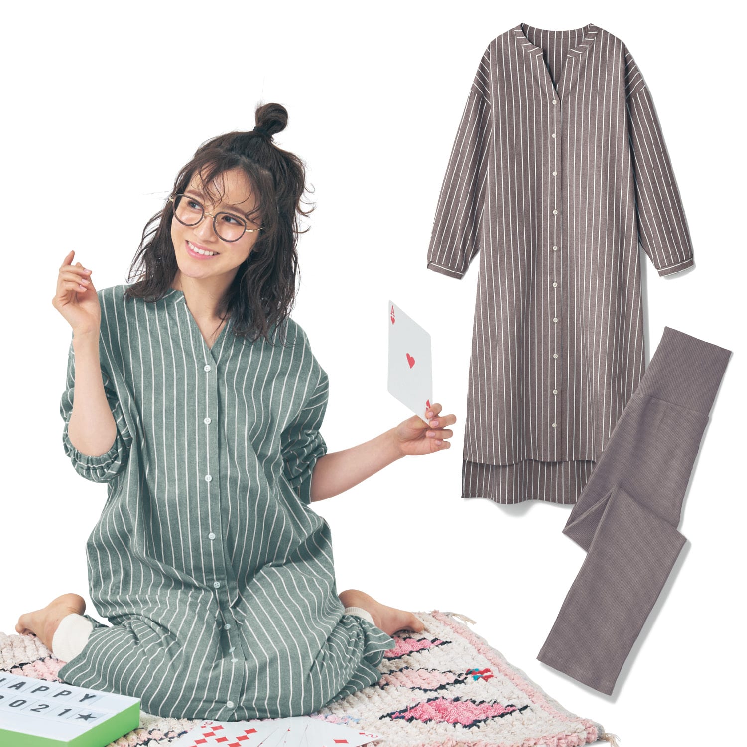 ベルメゾン 入院準備に!マタニティサイズシャツワンピース&リブ