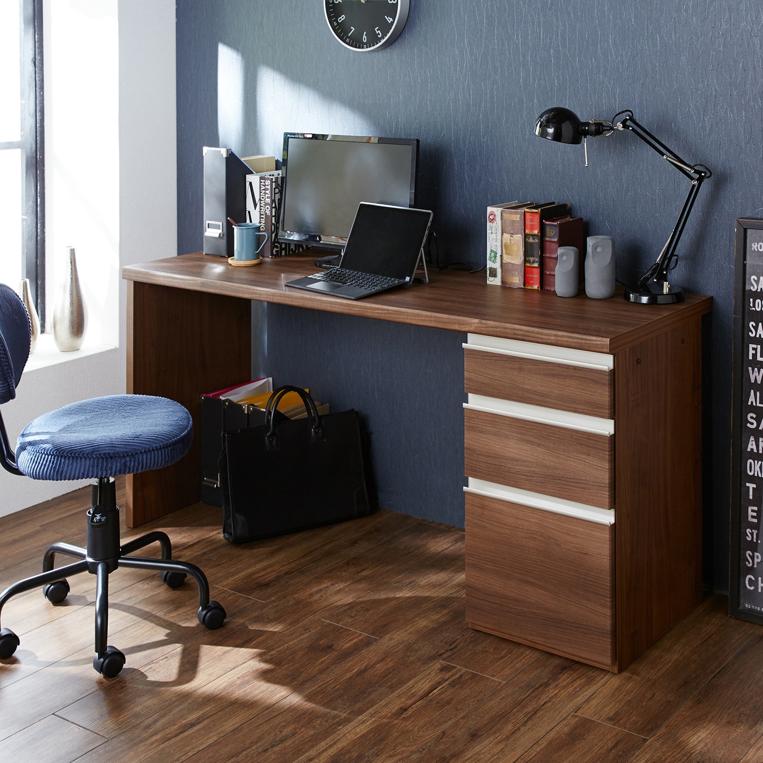 ベルメゾン 奥深く 奥行きが選べるパソコンデスク【引出し付き】140cm 