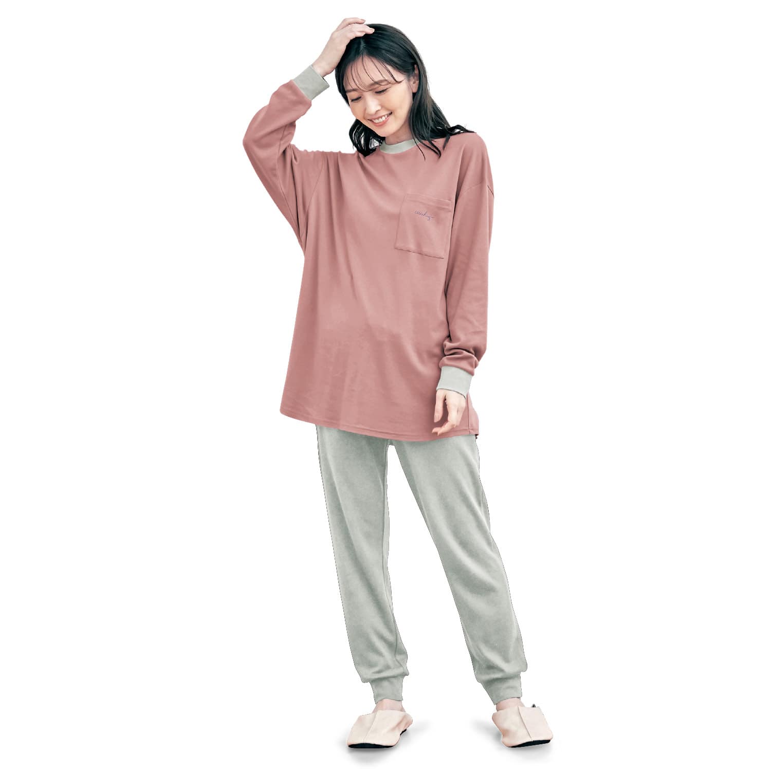 ベルメゾン なめらか保湿素材のレディースふんわりスムースパジャマ ネイビー M M ネイビー ベルメゾン Jre Mall店 Jre Mall