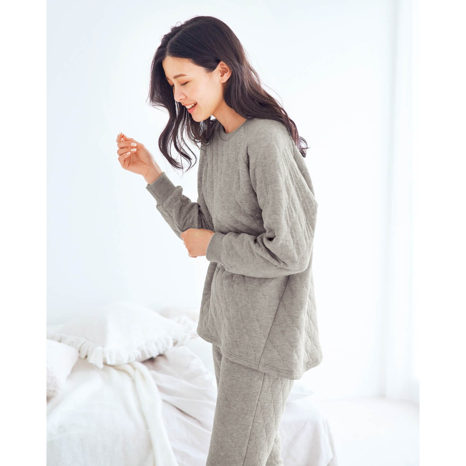ベルメゾン ホットコット 肌側綿100 ふっくらキルト長袖パジャマレディース モカ S S モカ ベルメゾン Jre Mall店 Jre Mall