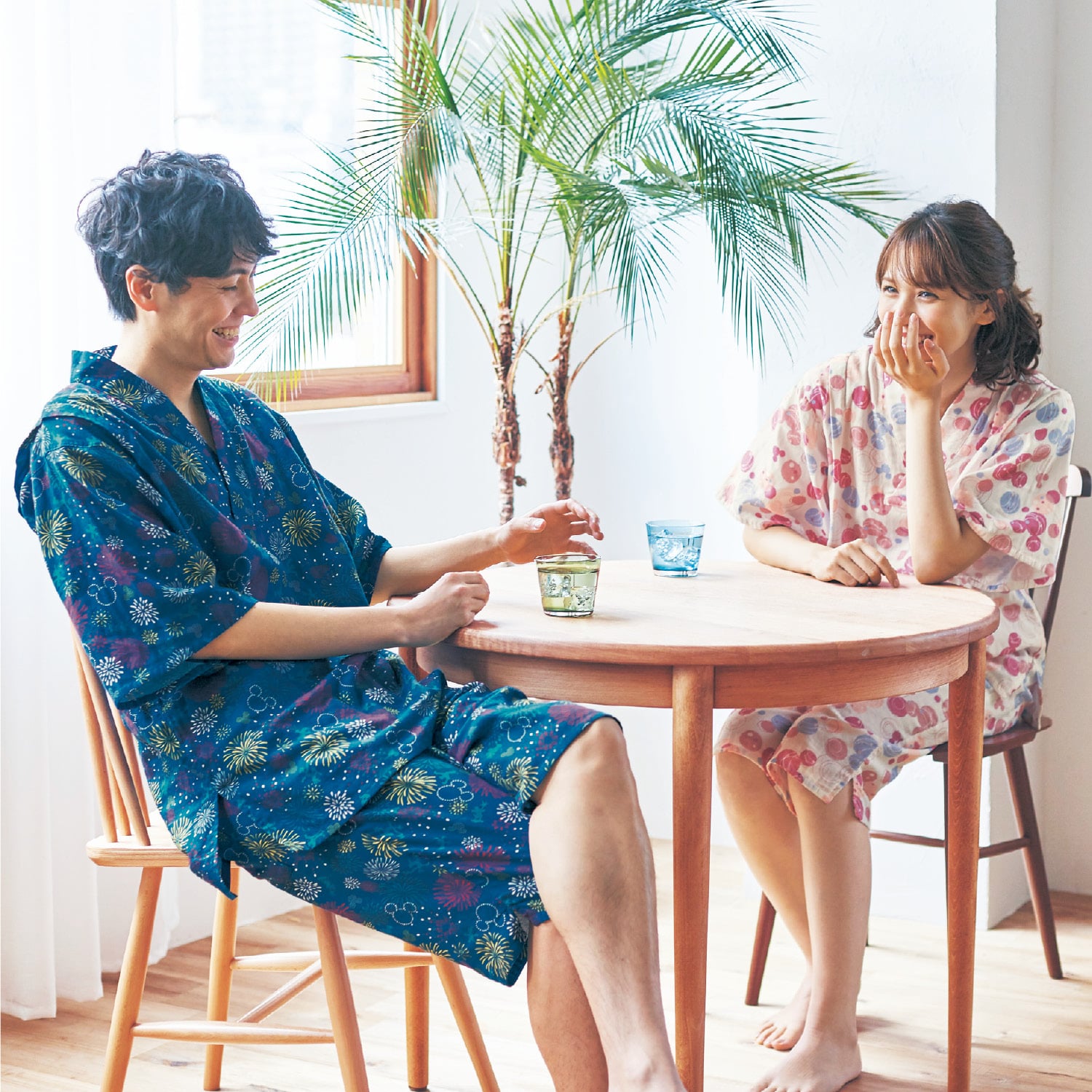 ベルメゾン ディズニー メンズ綿100 ダブルガーゼかぶり甚平パジャマ ミッキーモチーフ ミッキーマウス 波 M M ミッキーマウス 波 ベルメゾン Jre Mall店 Jre Mall