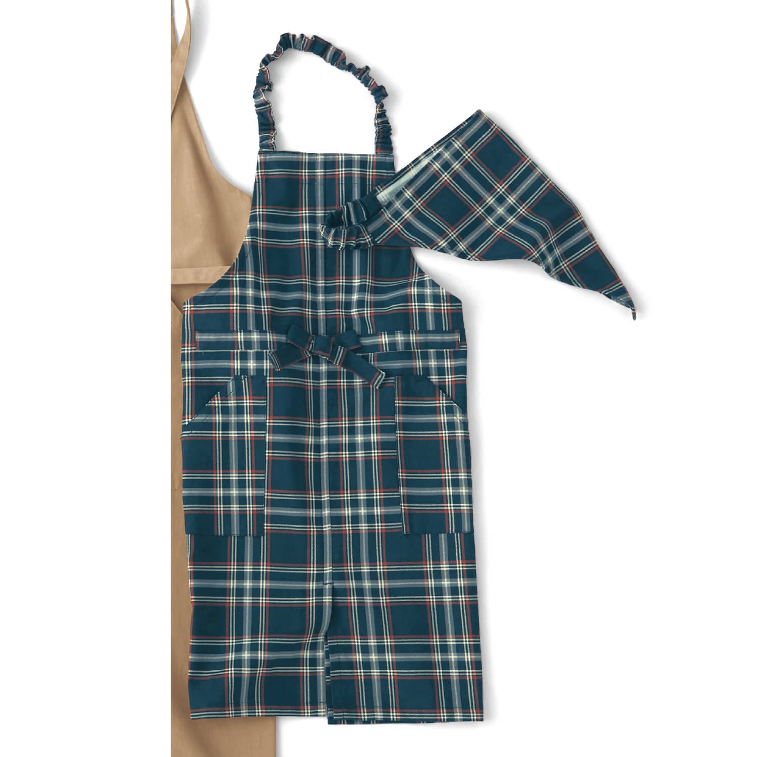 ベルメゾン 親子でおそろい子供エプロン 三角巾セット ベージュ 150 160 150 160 ベージュ ベルメゾン Jre Mall店 Jre Mall