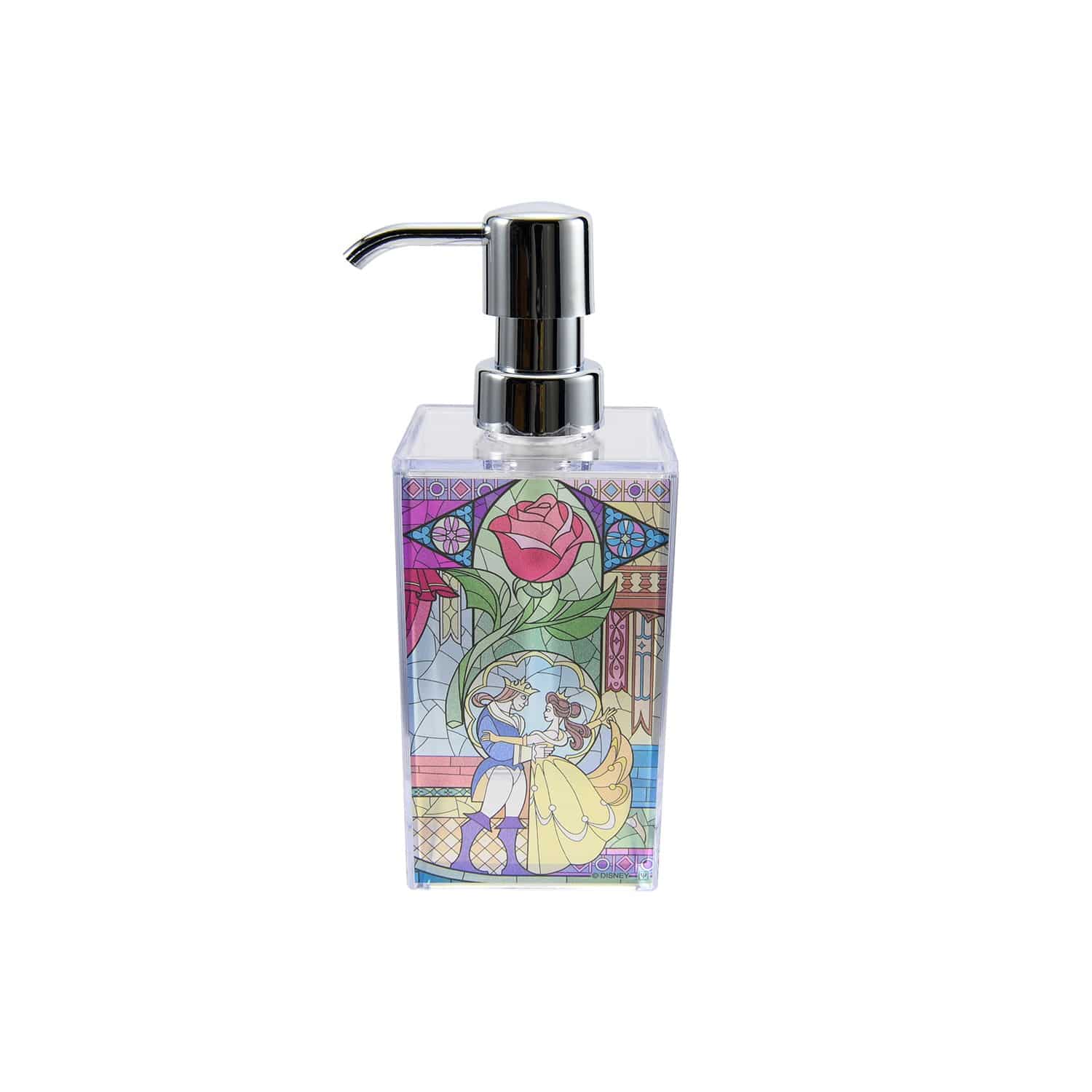 ベルメゾン ディズニー ステンドグラス風ディスペンサー 選べるキャラクター 美女と野獣 液体用 液体用 美女と野獣 ベルメゾン Jre Mall店 Jre Mall