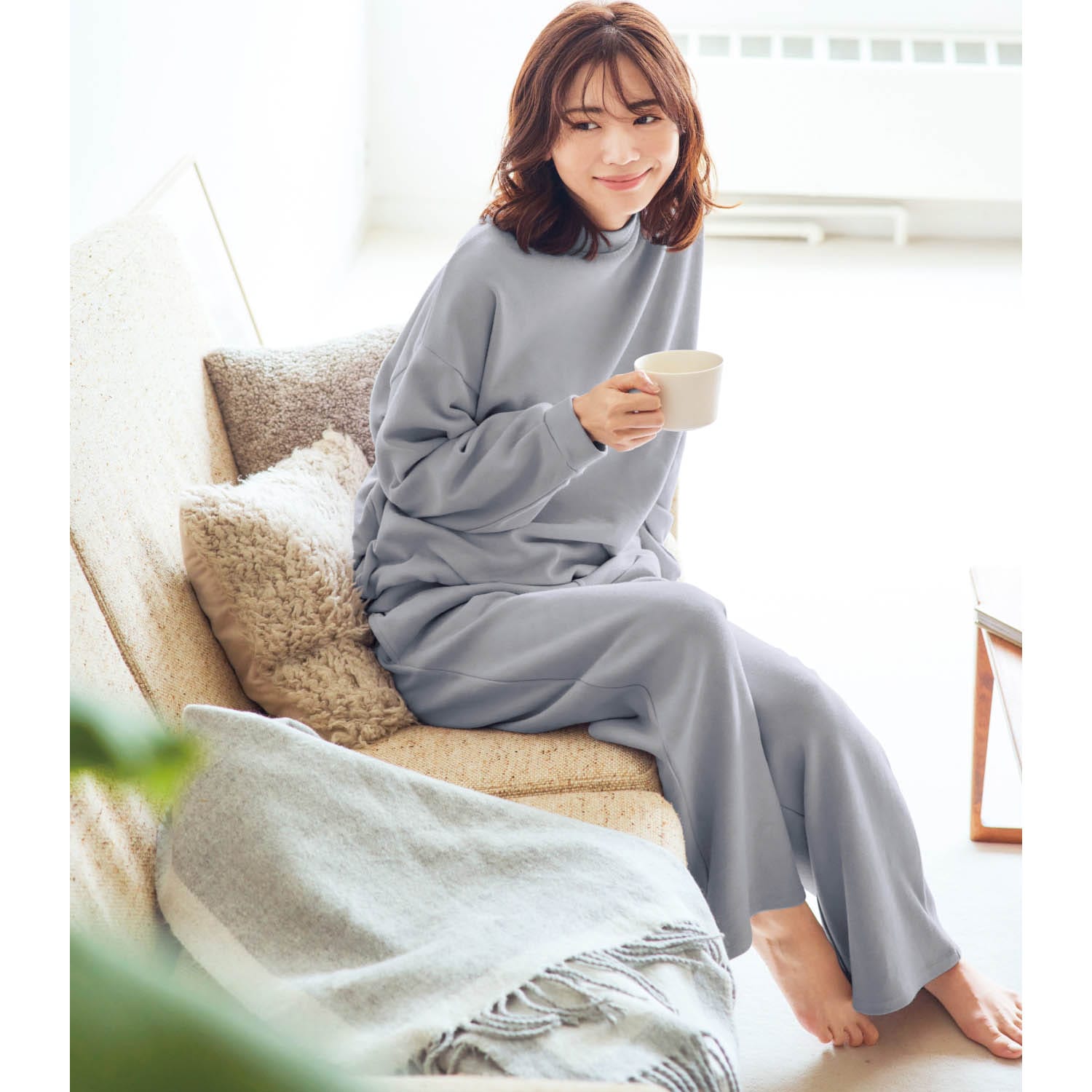 ベルメゾン ホットコット 綿混 あったか ストレッチスムース ルームウエア スモーキーピンク ｍ ｍ スモーキーピンク ベルメゾン Jre Mall店 Jre Pointが 貯まる 使える Jre Mall