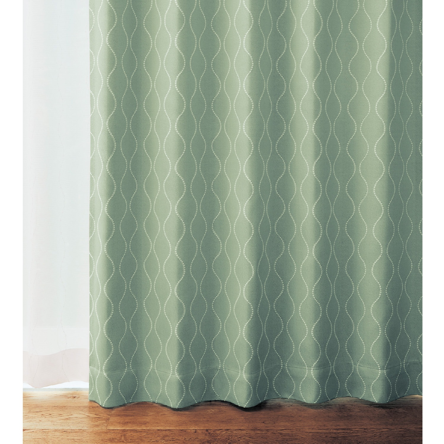 ベルメゾン カーテン 刺繍のようなつらなりドットデザインのジャカード織遮光・形状記憶カーテン ナチュラルベージュ 約100×90(2枚)