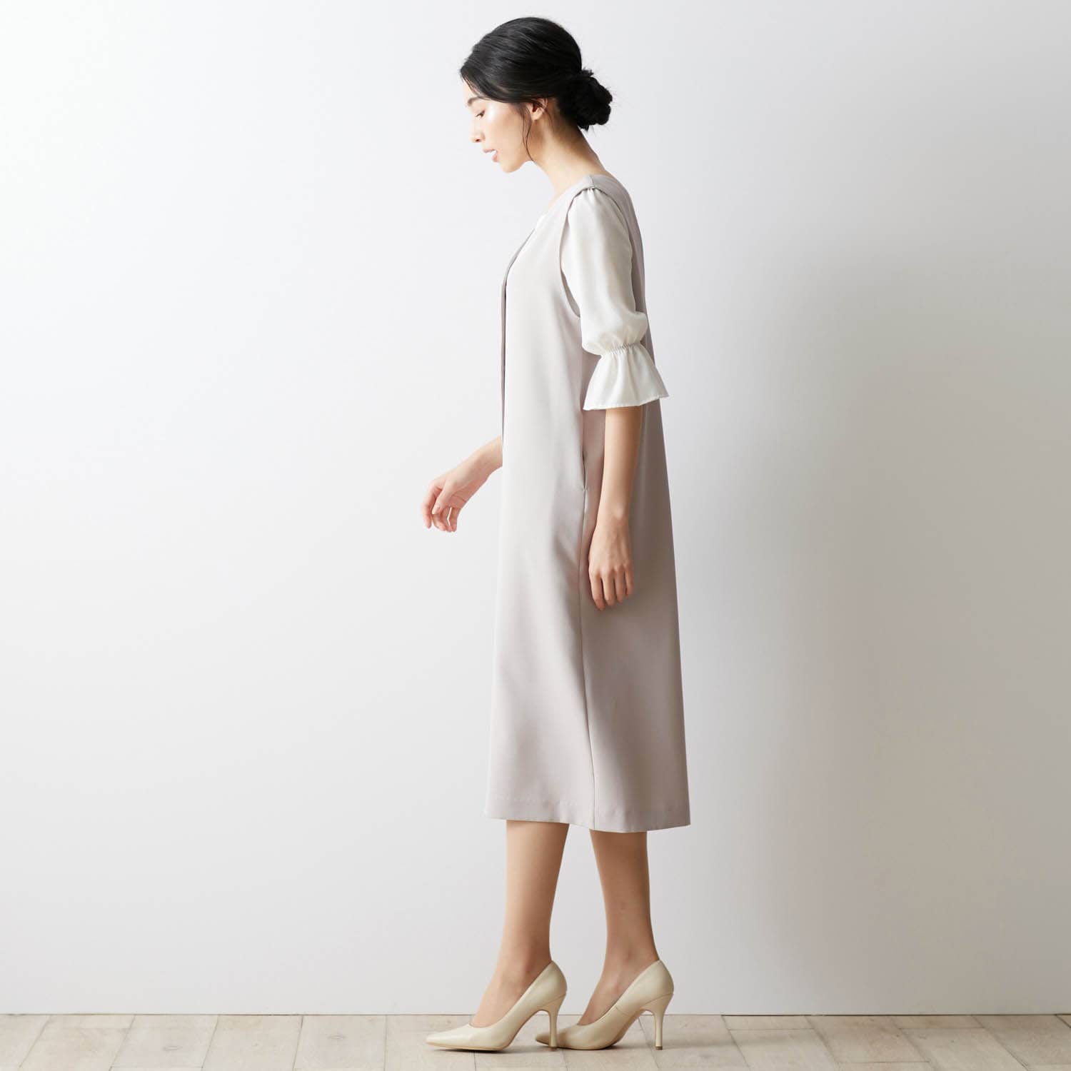 ベルメゾン ストレッチダブルクロス2WAYジャンパースカート ブラック