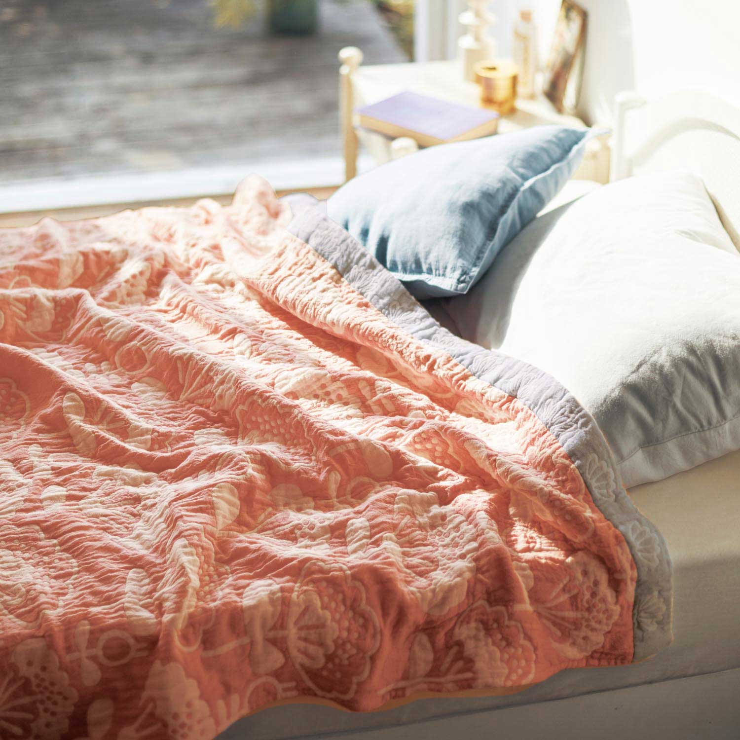 ラメリボン×格子6重ガーゼ シングルゲット ショルダーバッグ 