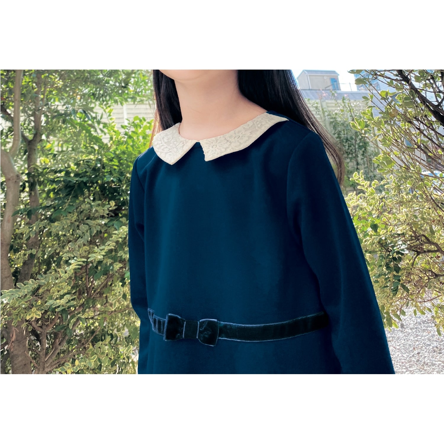 ベルメゾン 襟レースウエストリボン長袖ワンピース ネイビー 90 90 ネイビー ベルメゾン Jre Mall店 Jre Pointが 貯まる 使える Jre Mall