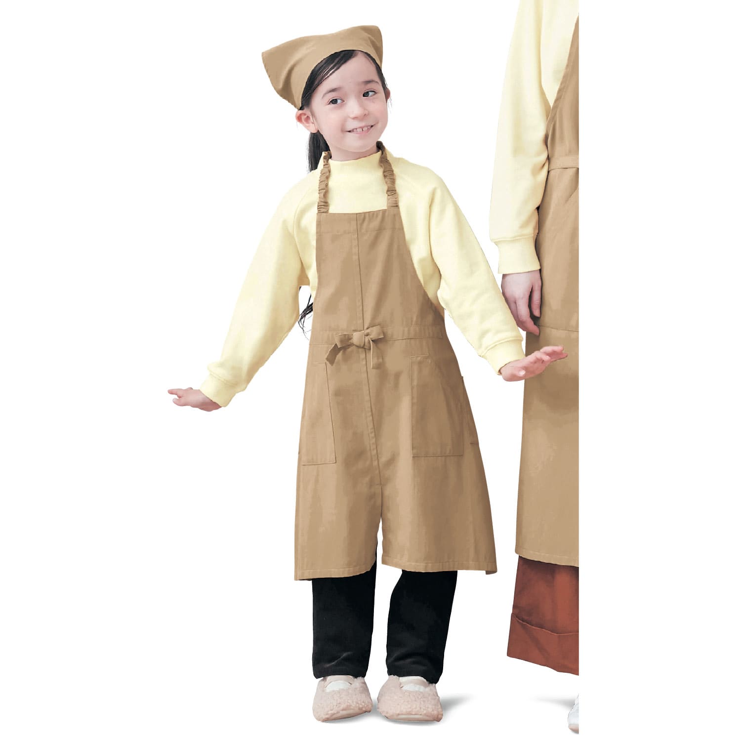 ベルメゾン 親子でおそろい子供エプロン 三角巾セット ベージュ 150 160 150 160 ベージュ ベルメゾン Jre Mall店 Jre Mall